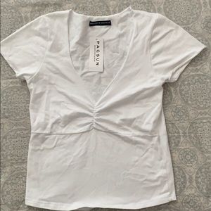 Brandy Melville White Scrunched Top